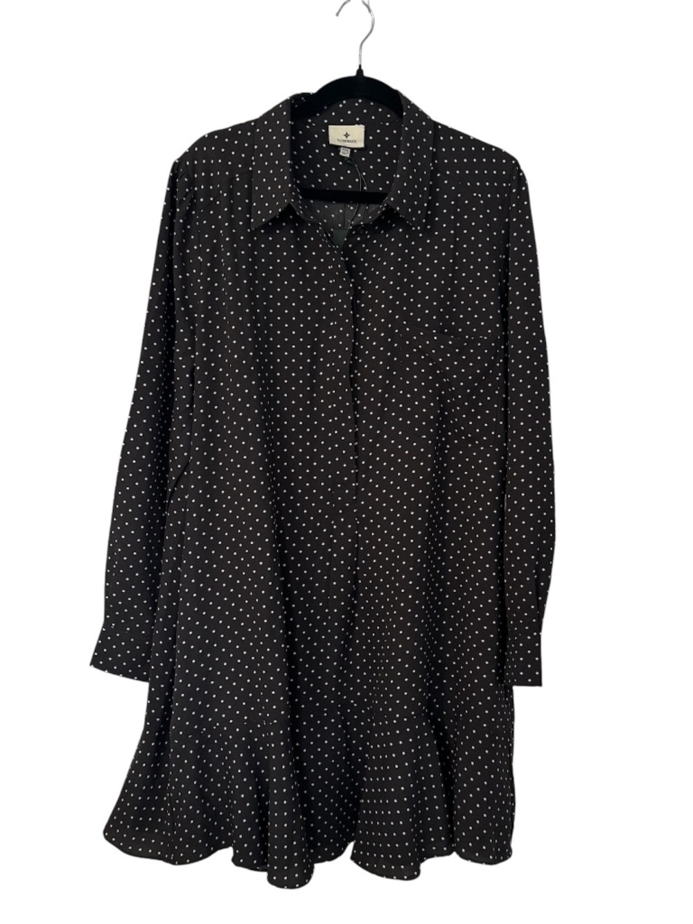 Tuckernuck Women's Long Sleeve Brown Button Up Polka Dot Shirt Dress Sz XXXL NWT